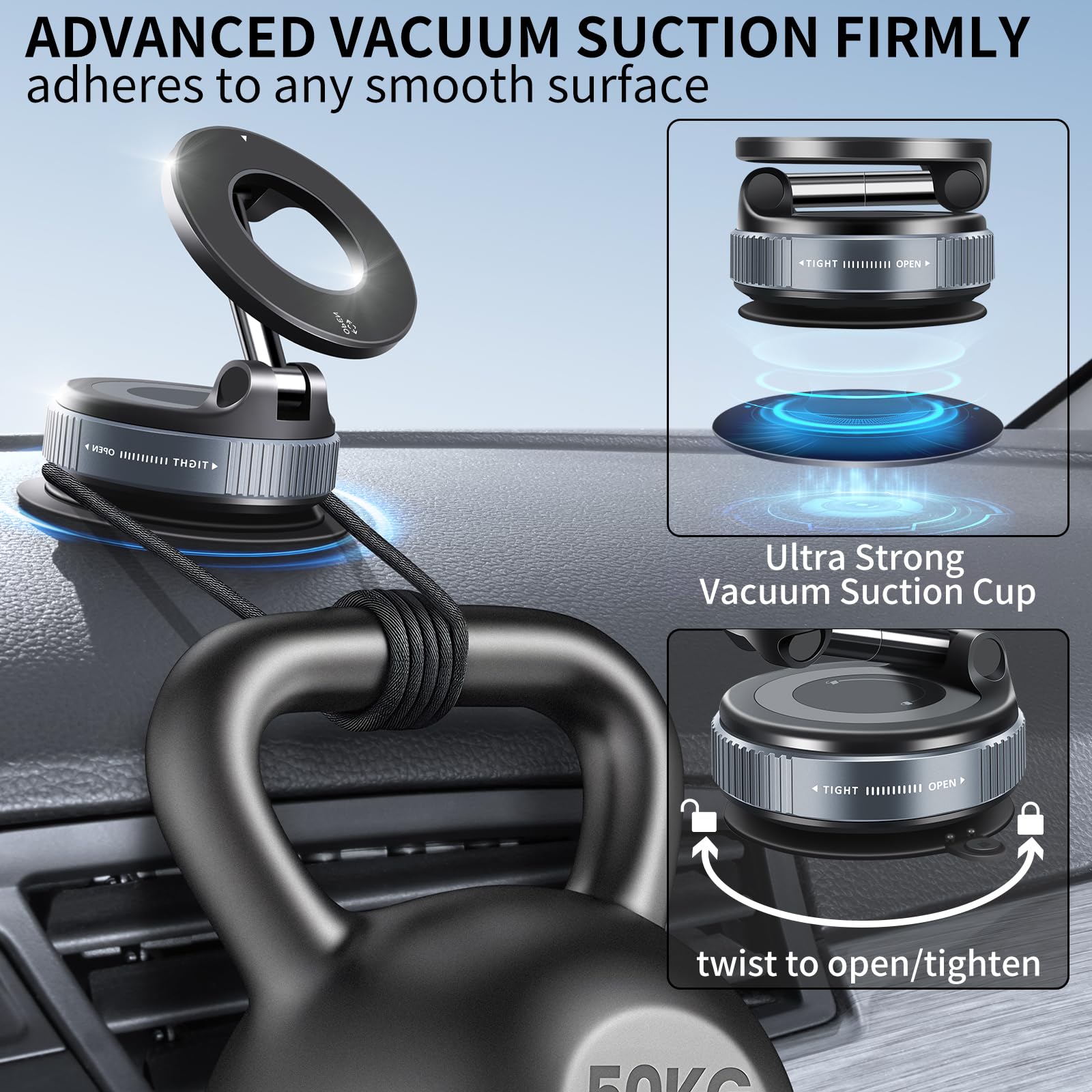 MagnaHold Vacuum Suction Phone Bracket Powerful Hold, Smooth Release