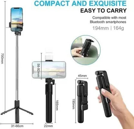 SnapPro Flex: Extendable 3-in-1 Selfie Stick Tripod with Bluetooth Remote
